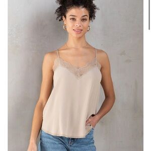 Lovestitch Lace Trim Cami Top Medium Beige